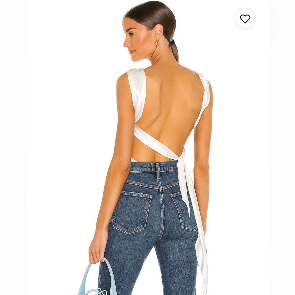 The Bar - Asher Top - Backless white silk blouse